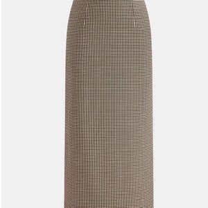 Classic Houndstooth Maxi Pencil Skirt in Brown and Black